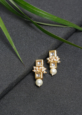 Gold Plated Kundan Stud Earrings - Indian Silk House Agencies