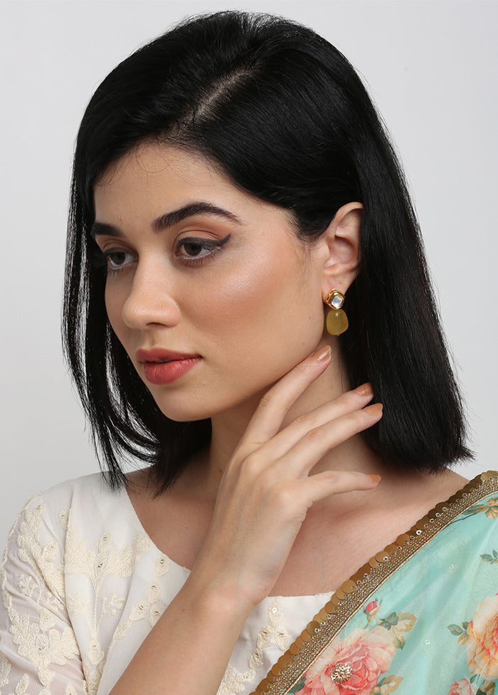 Gold Plated Kundan Stud Earrings - Indian Silk House Agencies