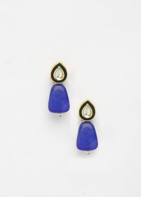 Gold Plated Kundan Stud Earrings - Indian Silk House Agencies