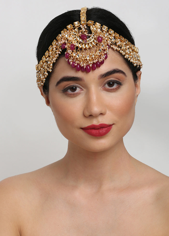 Gold Plated Kundan Mathapatti Head Jewellery - Indian Silk House Agencies