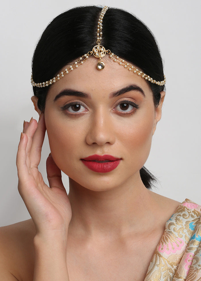 Gold Plated Kundan Mangtika Head Jewellery - Indian Silk House Agencies