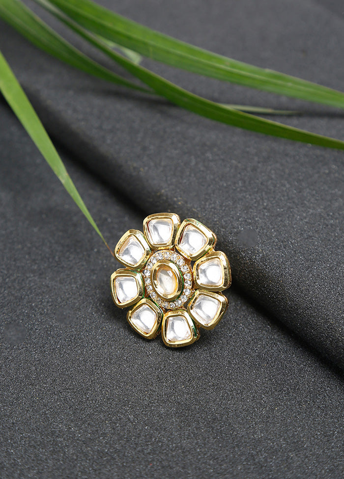 Gold Plated Kundan Finger Ring - Indian Silk House Agencies