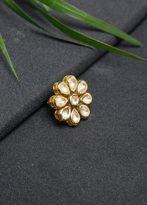 Gold Plated Kundan Finger Ring - Indian Silk House Agencies