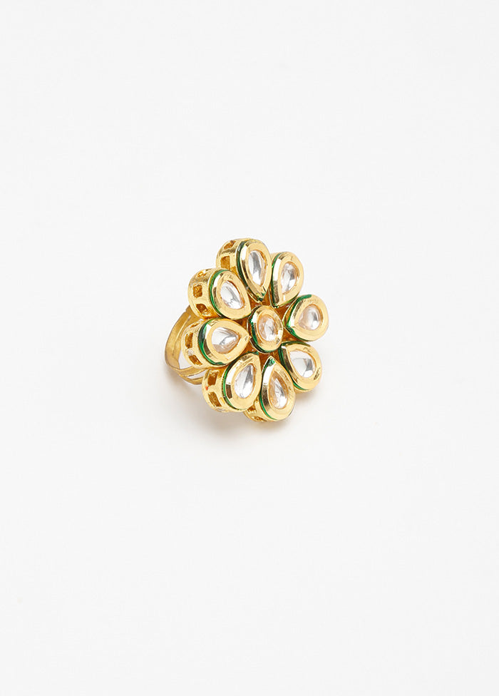 Gold Plated Kundan Finger Ring - Indian Silk House Agencies