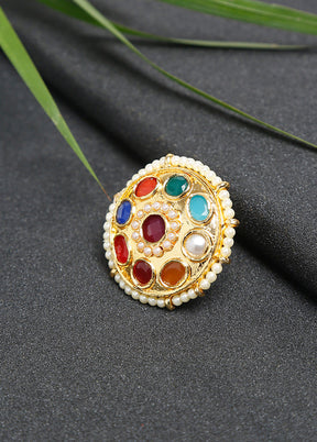 Gold Plated Kundan Finger Ring - Indian Silk House Agencies