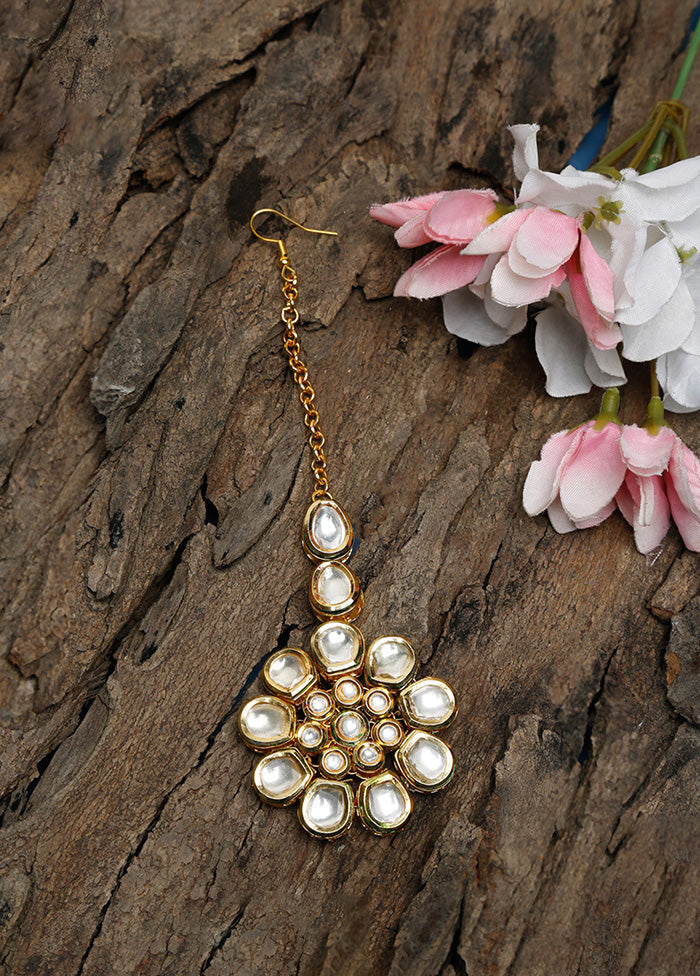 Gold Plated Kundan Mangtika Head Jewellery - Indian Silk House Agencies