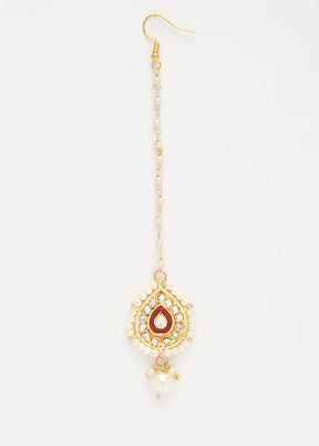 Gold Plated Kundan Mangtika Head Jewellery - Indian Silk House Agencies