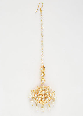 Gold Plated Kundan Mangtika Head Jewellery - Indian Silk House Agencies