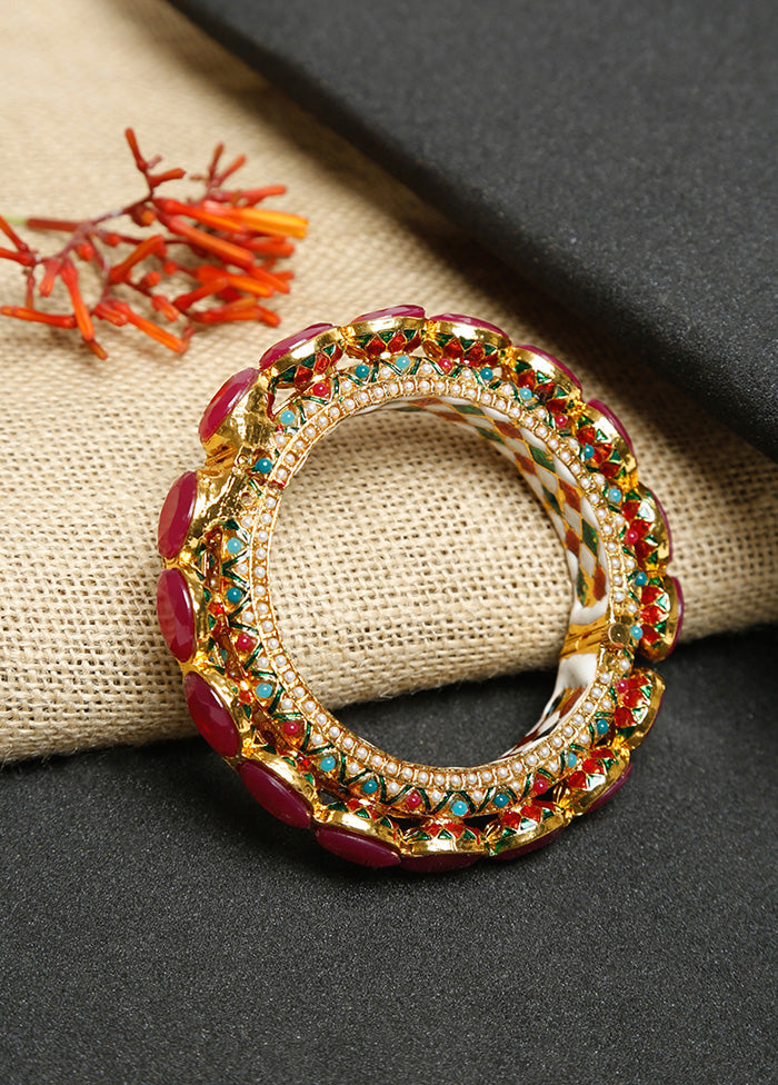 Gold Plated Kundan Bangle - Indian Silk House Agencies