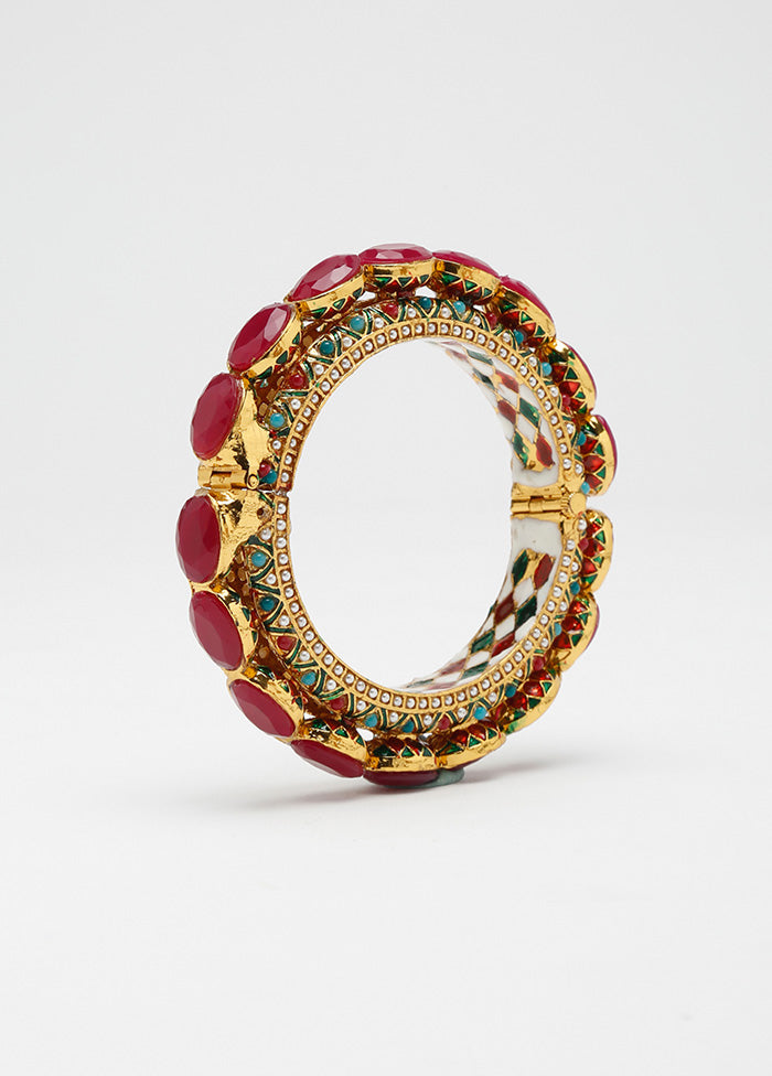 Gold Plated Kundan Bangle - Indian Silk House Agencies