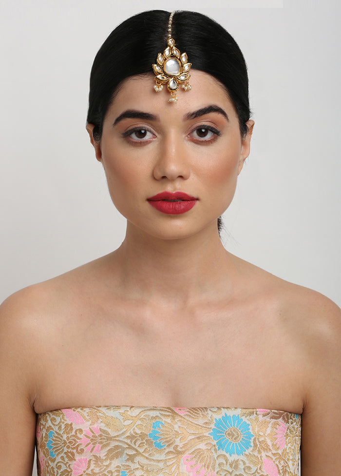 Gold Plated Kundan Mangtika Head Jewellery - Indian Silk House Agencies