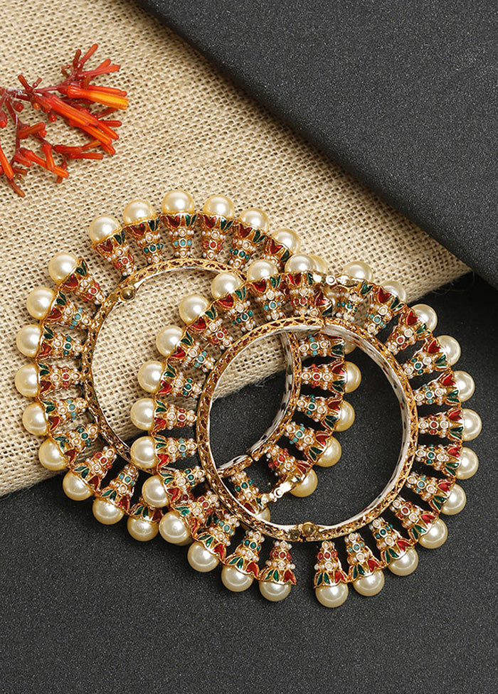 Gold Plated Kundan Bangle - Indian Silk House Agencies