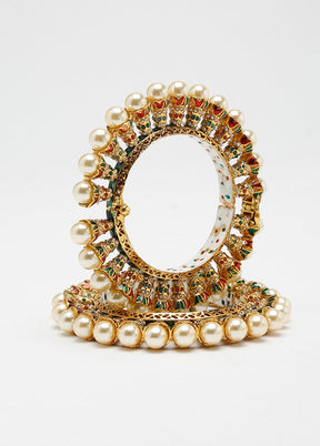 Gold Plated Kundan Bangle - Indian Silk House Agencies