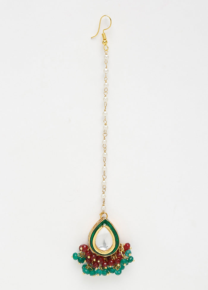 Gold Plated Kundan Mangtika Head Jewellery - Indian Silk House Agencies