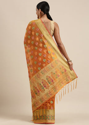 Mustard Organza Saree With Blouse Piece