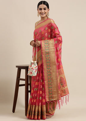 Pink Organza Saree With Blouse Piece