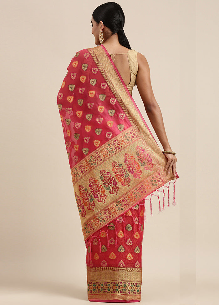 Pink Organza Saree With Blouse Piece