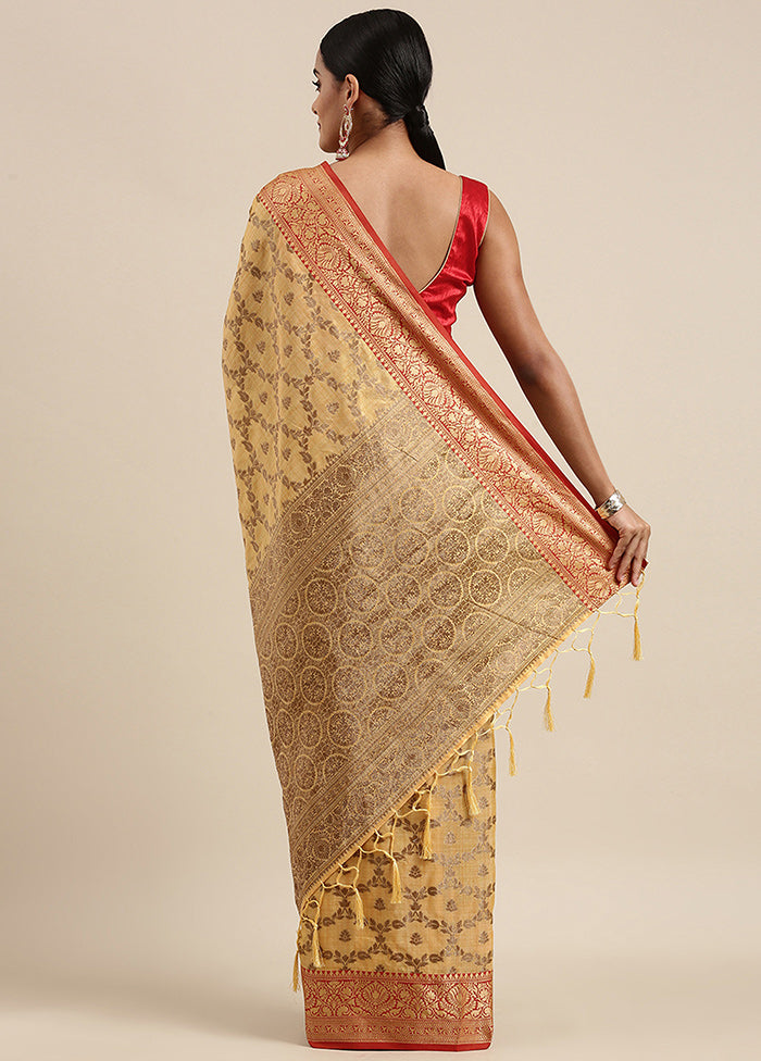 Yellow Chanderi Silk Saree With Blouse Piece - Indian Silk House Agencies