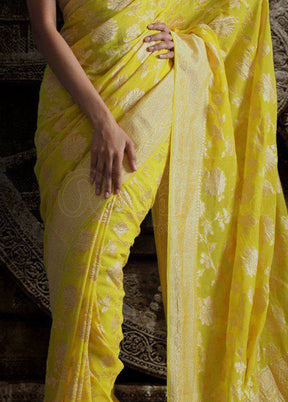 Lemon Chiffon Pure Silk Saree With Blouse Piece - Indian Silk House Agencies