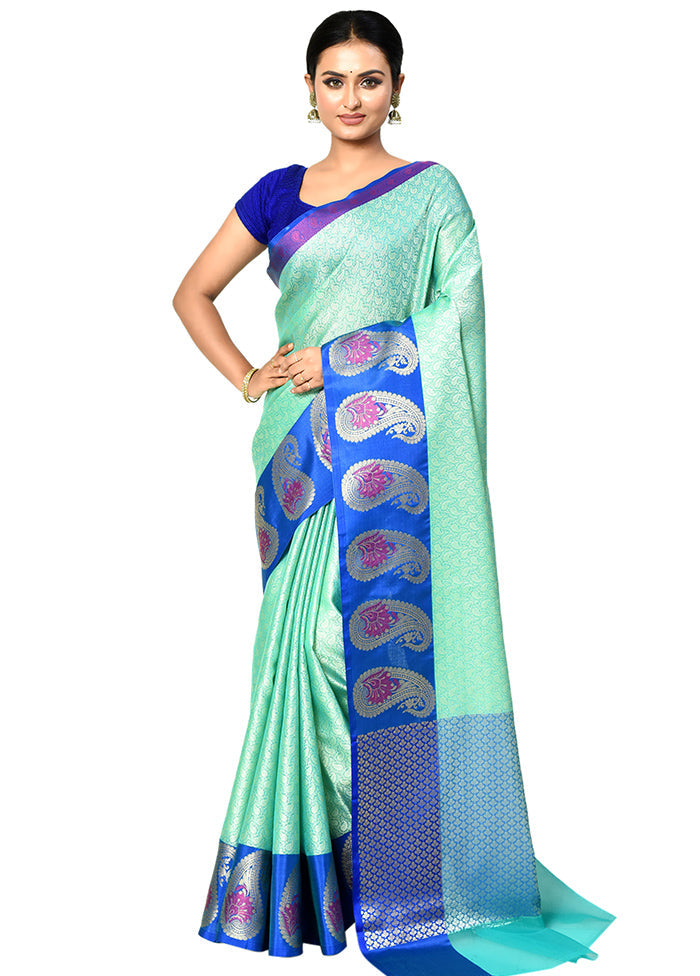 Green Organza Saree With Blouse Piece