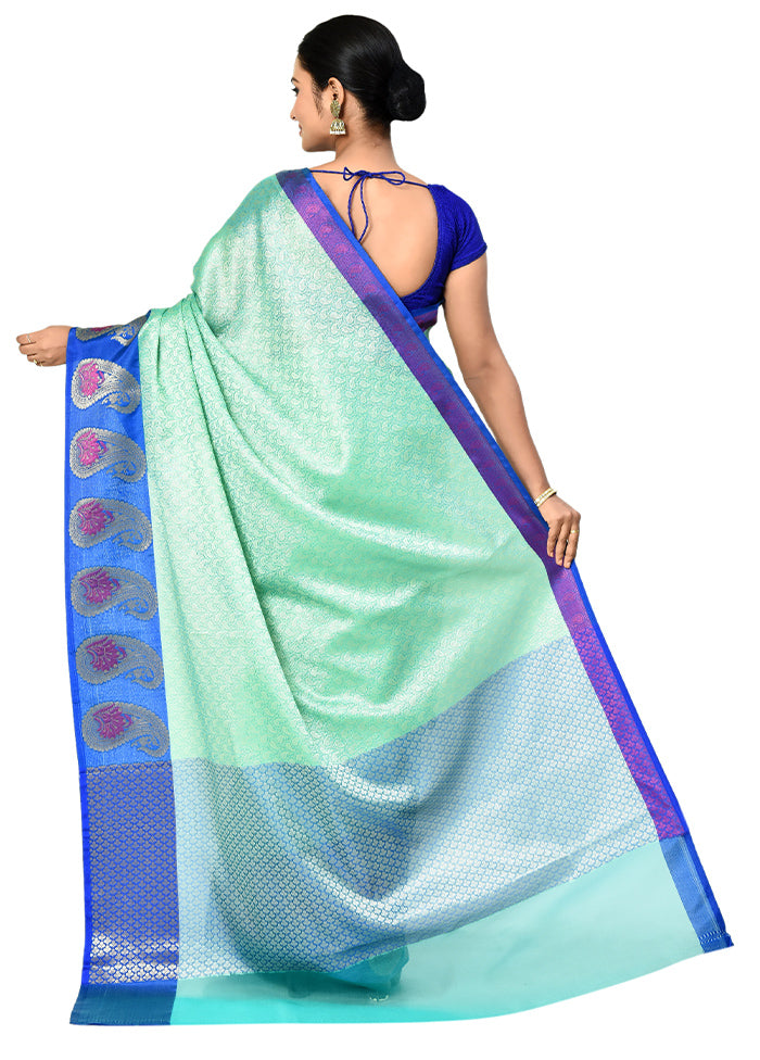 Green Organza Saree With Blouse Piece - Indian Silk House Agencies