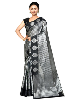 Grey Organza Saree With Blouse Piece