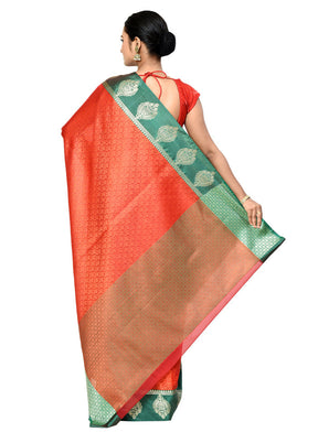 Orange Organza Saree With Blouse Piece