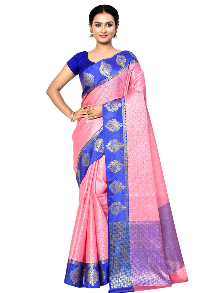 Pink Organza Saree With Blouse Piece - Indian Silk House Agencies