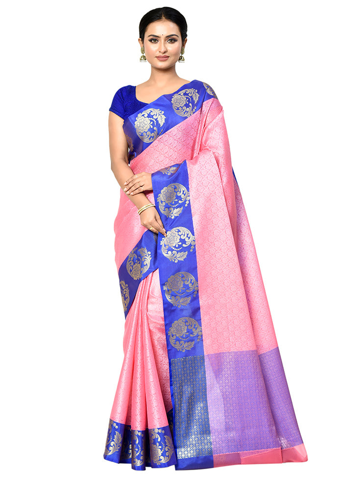 Pink Organza Saree With Blouse Piece - Indian Silk House Agencies