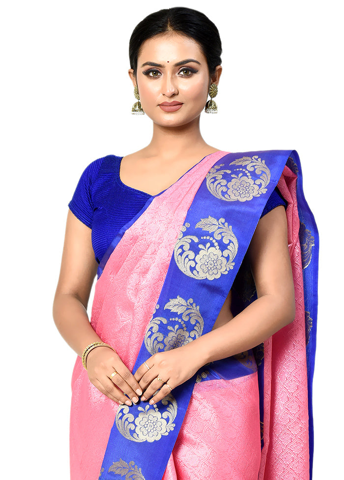 Pink Organza Saree With Blouse Piece - Indian Silk House Agencies