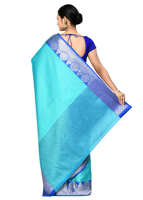 Blue Organza Saree With Blouse Piece - Indian Silk House Agencies