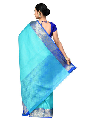 Blue Organza Saree With Blouse Piece