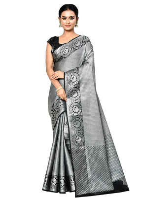 Grey Organza Saree With Blouse Piece