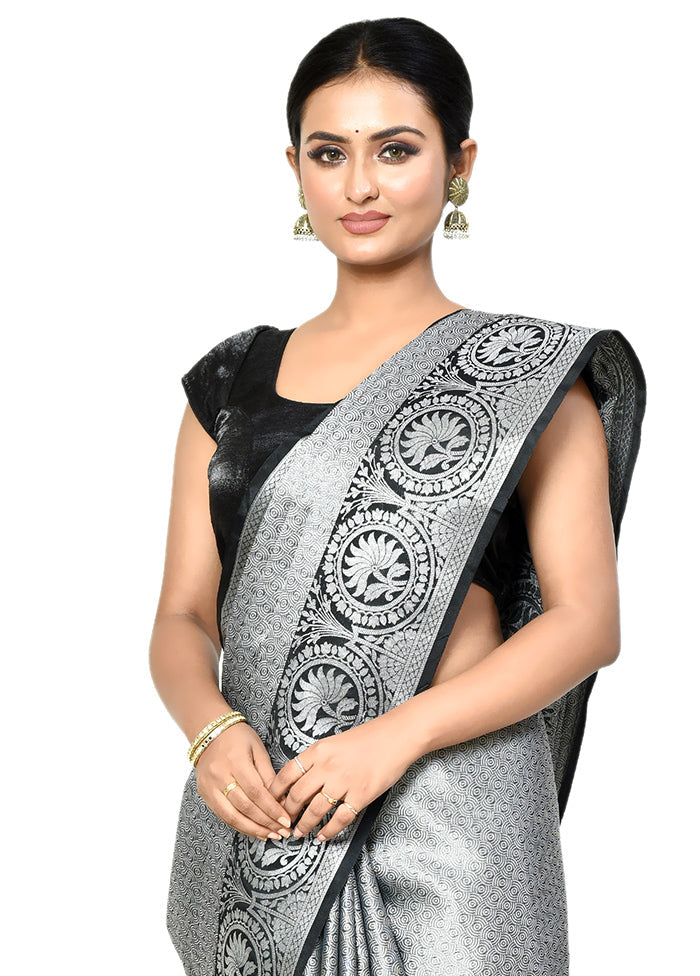 Grey Organza Saree With Blouse Piece