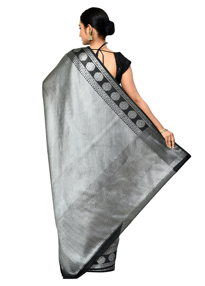 Grey Organza Saree With Blouse Piece