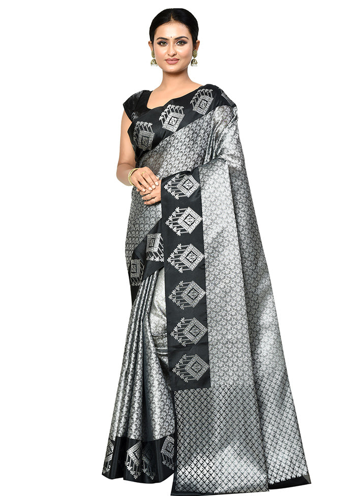 Grey Organza Saree With Blouse Piece - Indian Silk House Agencies