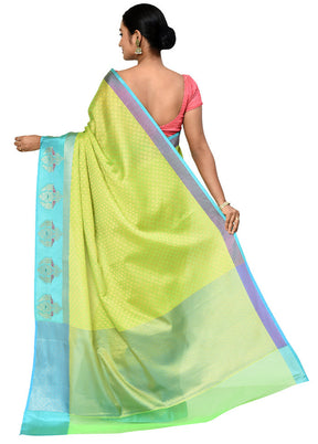 Green Organza Saree With Blouse Piece - Indian Silk House Agencies