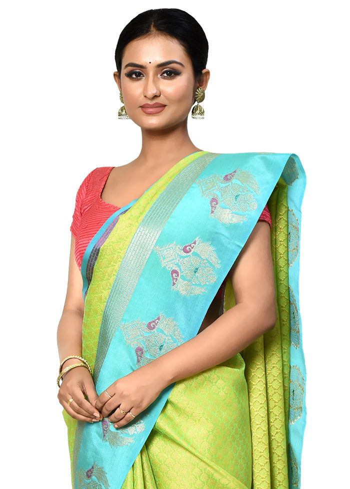 Green Organza Saree With Blouse Piece - Indian Silk House Agencies