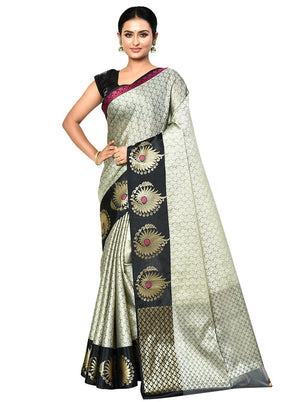 Grey Organza Saree With Blouse Piece