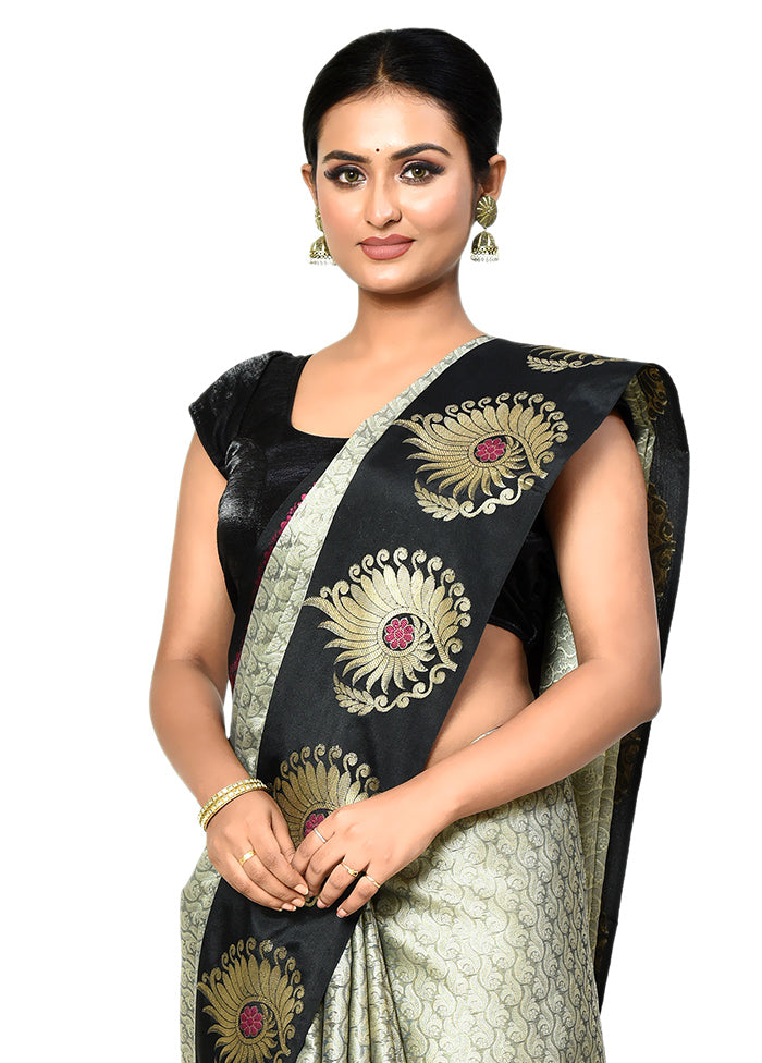 Grey Organza Saree With Blouse Piece - Indian Silk House Agencies