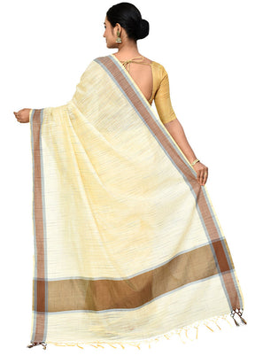 White Cotton Saree With Blouse Piece