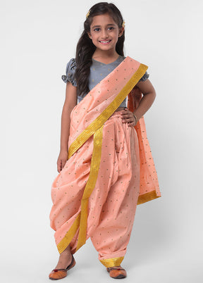 Peach Dhoti Style Saree - Indian Silk House Agencies