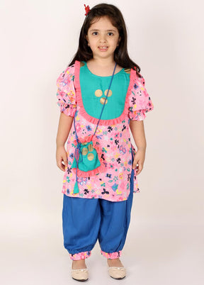 Butterfly Kurti Pants Set For Girls - Indian Silk House Agencies