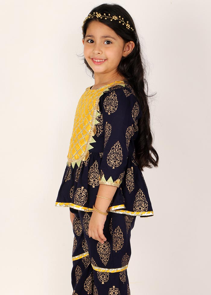 Blue Foil Work Rayon Sharara Set For Girls - Indian Silk House Agencies