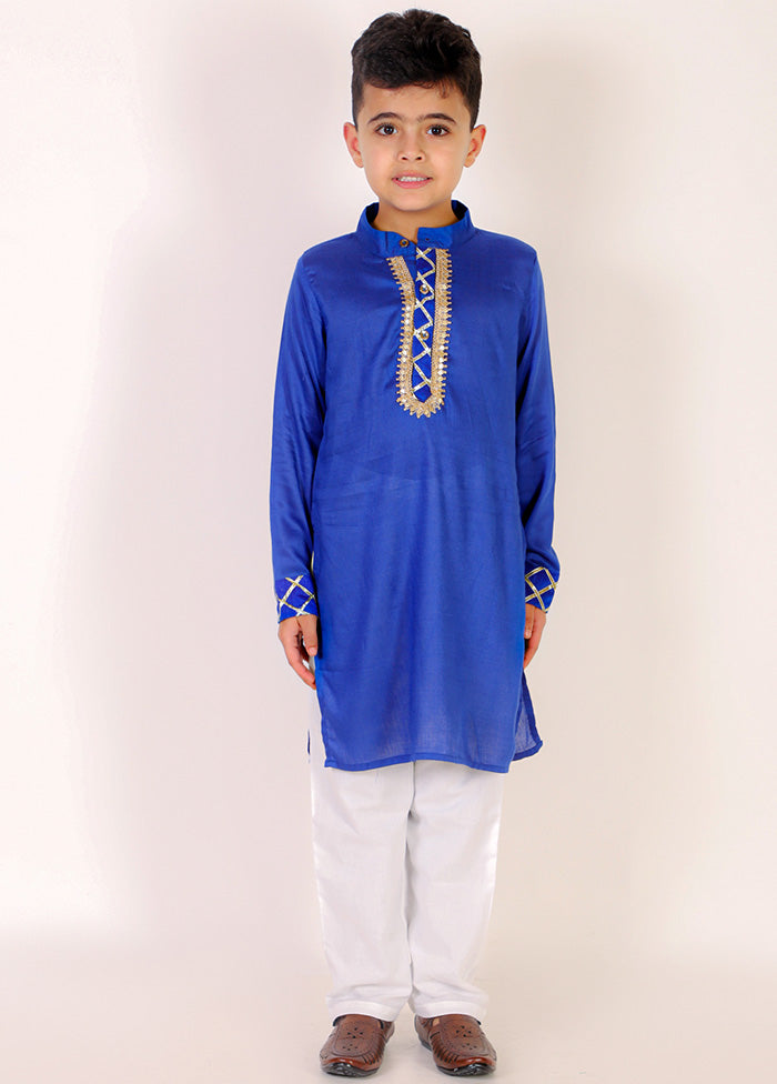Blue Rayon Kurta And Pajama Set For Boys - Indian Silk House Agencies