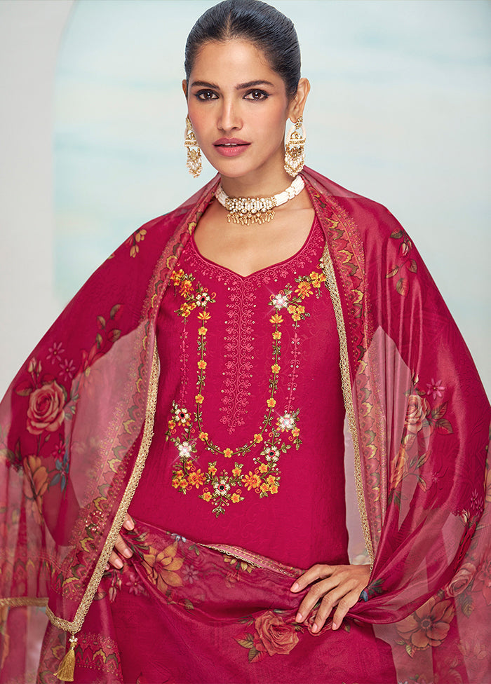 3 Pc Pink Silk Suit Set