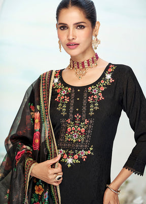 3 Pc Black Silk Suit Set