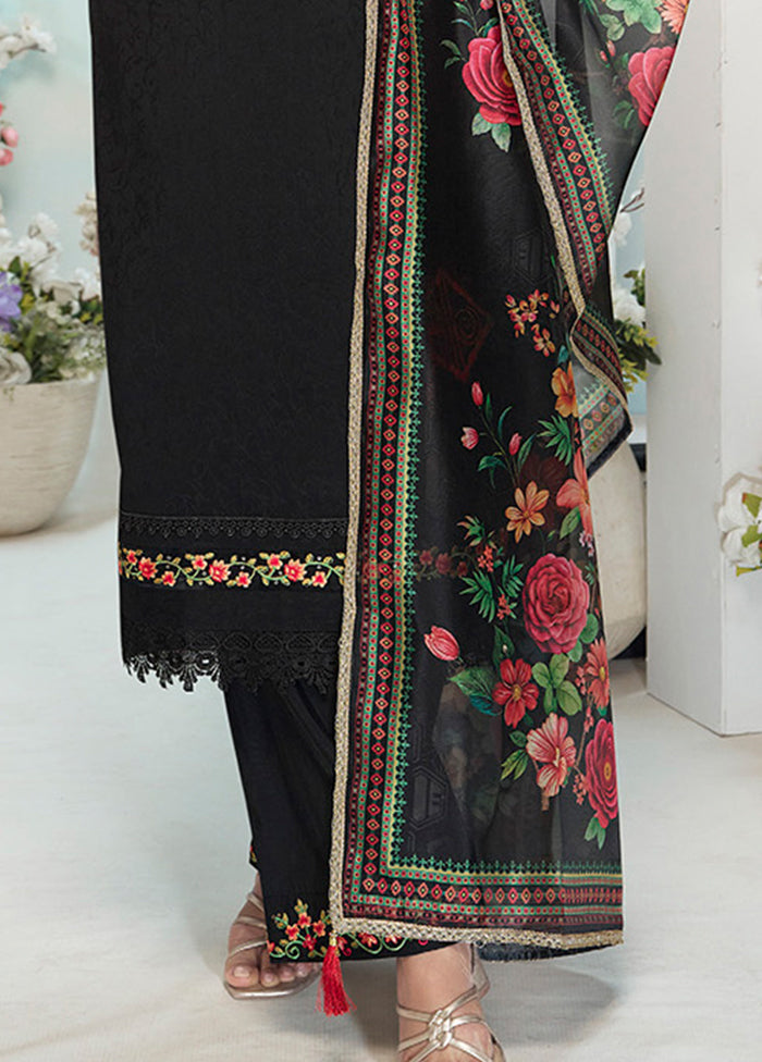 3 Pc Black Silk Suit Set