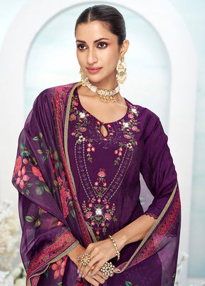3 Pc Purple Silk Suit Set