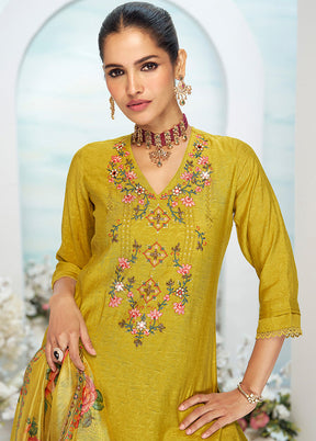 3 Pc Yellow Silk Suit Set
